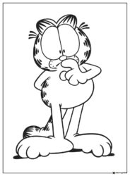 Garfield with Thoughtful Expression Coloring Page
