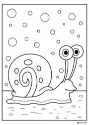 Gary the Snail Coloring Page with bubbles