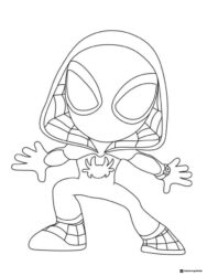 Ghost Spider Hooded Pose Coloring Page