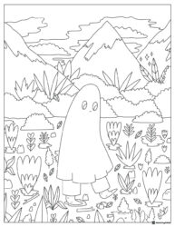 Ghost Walking Through Forest Coloring Page