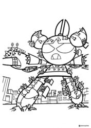 Giant Evil Powerpuff Girl Coloring Page Destroying City