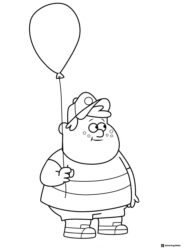 Gideon Gleeful Coloring Page Holding Balloon