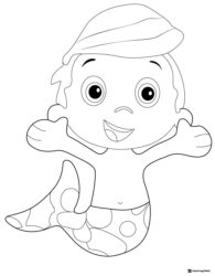 Gil Bubble Guppy happy coloring page