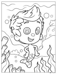 Gil Bubble Guppy in an underwater scene coloring page