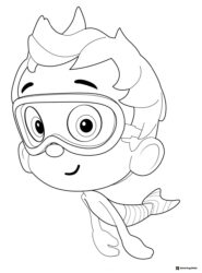 Gil Bubble Guppy swimming coloring page