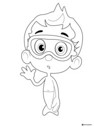 Gil Bubble Guppy waving coloring page
