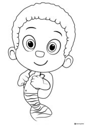 Goby Bubble Guppy smiling coloring page