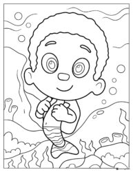 Goby Bubble Guppy underwater scene coloring sheet