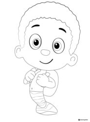 Goby Bubble Guppy with hands clasped coloring page
