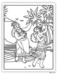 Gramma Tala and Moana Dancing Coloring Page