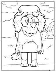 Grandad Character Coloring Page with Outdoor Scenery