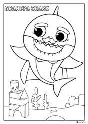 Grandpa Shark coloring page with Grandpa Shark text