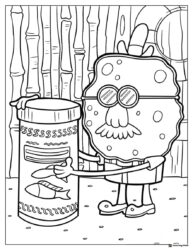 Grandpa SquarePants with fish food Coloring Sheet