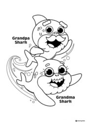 Grandpa and Grandma Shark coloring page