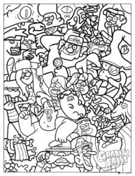 Gravity Falls characters chaotic coloring sheet