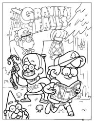 Gravity Falls main characters adventure coloring page