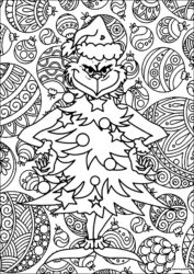 Grinch Christmas Tree Outfit Coloring Page