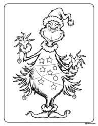 Grinch Coloring Page Dressed as a Christmas Tree