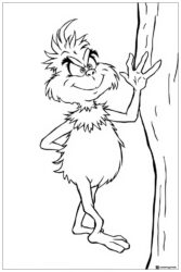 Grinch Coloring Page Leaning on a Tree