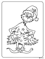 Grinch Coloring Page as a Decorated Christmas Tree