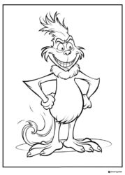 Grinch Coloring Page with Swirly Tail and Antlers