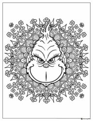 Grinch Mandala Coloring Page with Intricate Patterns