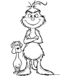 Grinch and Dog Coloring Page