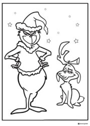 Grinch and Max Coloring Page with Stars