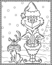 Grinch and Max in Snow Coloring Page