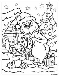 Grinch and Stitch Christmas Coloring Page