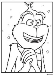 Grinch close up smiling cunningly coloring sheet