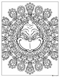 Grinch face mandala style coloring page