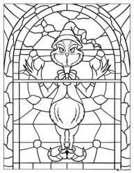 Grinch in stained glass style coloring page