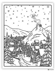 Grinch on mountain overlooking Whoville coloring page