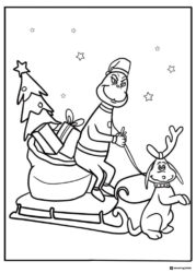 Grinch riding sleigh pulled by Max coloring page