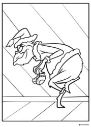 Grinch stealing stockings from fireplace coloring sheet