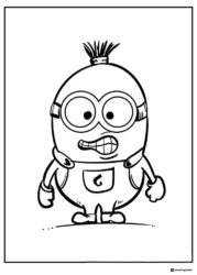 Grinning Minion with spiky hair coloring page