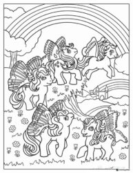 Group of G1 Ponies with butterfly wings coloring page