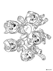 Group of Moto Pups in Action Coloring Page
