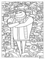 Gru and Crowd of Minions Coloring Page
