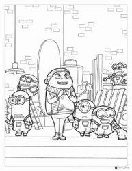 Gru and Minions in Lab Coloring Page