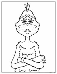 Grumpy Grinch Coloring Page with Arms Crossed