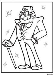 Grunkle Stan Coloring Page with Cane