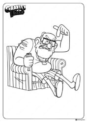 Grunkle Stan Coloring Sheet in his armchair