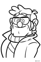 Grunkle Stan coloring page with a smile