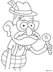 Grunkle Stan holding a microphone coloring page