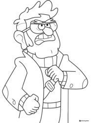 Grunkle Stan in his sweater with a determined look coloring page