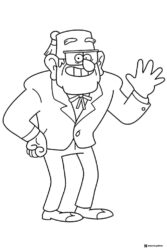 Grunkle Stan waving coloring page