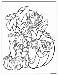 Halloween MLP with pumpkins coloring page