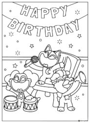 Happy Birthday Coloring Page with CatNap band 1